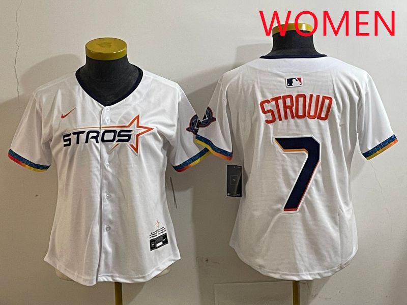 Women Houston Astros #7 Stroud White Fourth generation Joint Name Nike 2025 MLB Jersey style 1